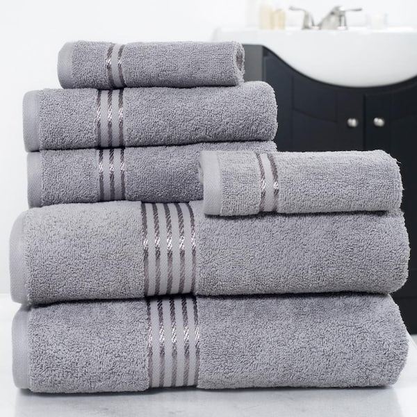 SPITIKO HOMES 6-Piece Silver Carded 100% Cotton Towel Set : 2 bath :2 hand  :2 Washcloth 2020-00118 - The Home Depot