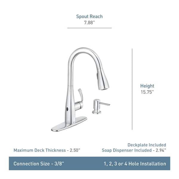 Moen Arbor Spot Resist Stainless 1-Handle Deck-Mount Pull-Down Touchless Kitchen Faucet (Deck Plate Included)
