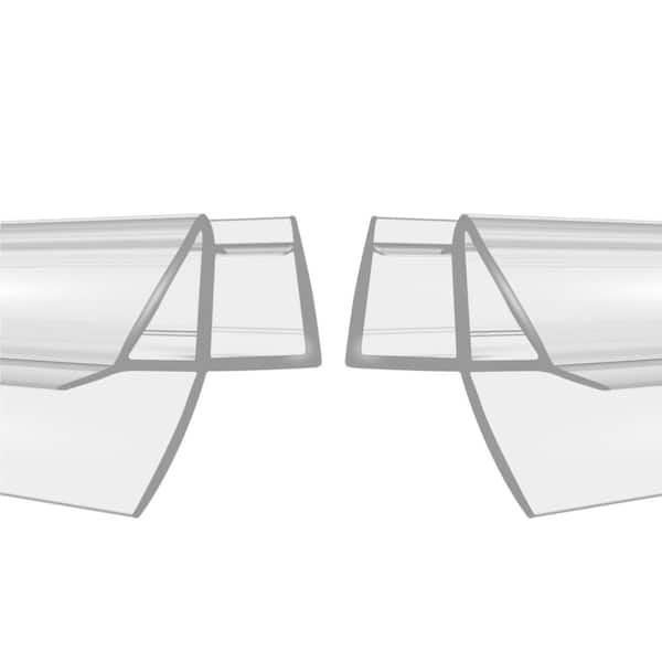 39 in. x 1.65 in. Clear Vinyl Shower Door Bottom Seal for 3/8 in. Glass, 2-Pack with Drip Rail