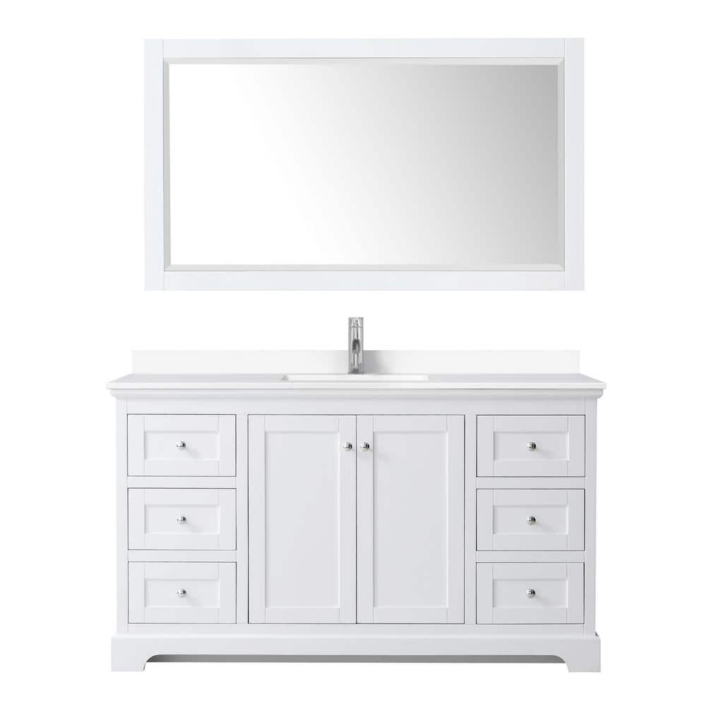 Avery 60'' White Single Bathroom Vanity with Marble Top