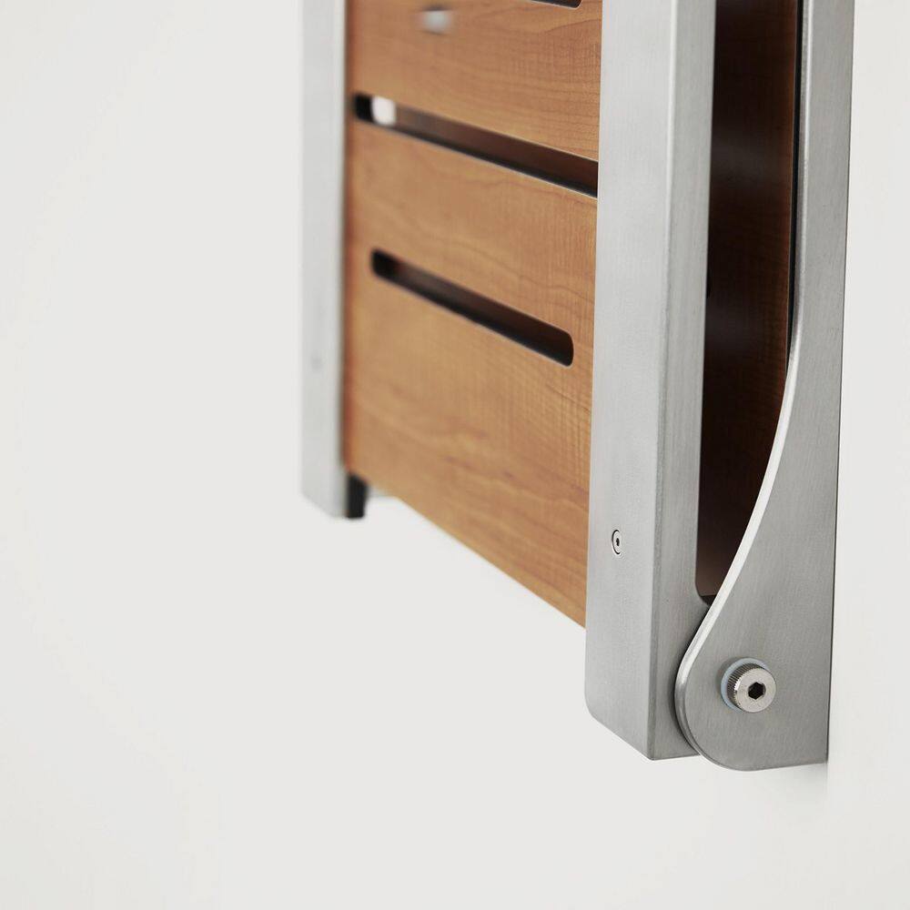 Silhouette Rustic Teak Folding Shower Seat with Silver Frame