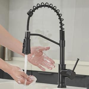 Single Handle Touchless Pull Down Sprayer Kitchen Faucet with Water Supply Hose in Matte Black