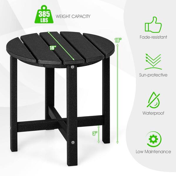 Costway Round 18 in. Patio Adirondack Plastic Outdoor Side Table