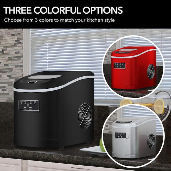 9.5 in. 27 lbs Portable Ice Maker Countertop Ice Machines Bullet Ice in Metallic Black
