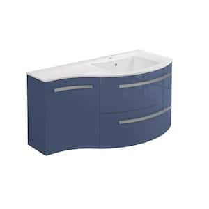 Ameno 43 in. W x 20 in. D x 20.5 in. H Floating Bath Vanity with Left Cabinet in Blue Distante with White Tekorlux Top