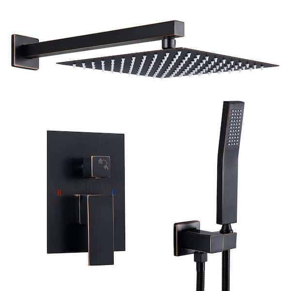 10 in. Shower Head Double Handle 2-Spray Tub and Shower Faucet Shower Combo 2.5 GPM in Oil Rubbed Bronze Valve Included