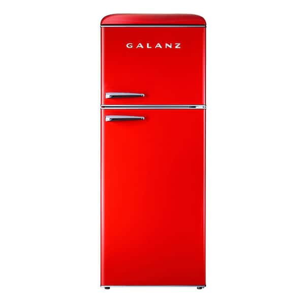 Galanz 10.0 cu. ft. Retro Top Freezer Refrigerator with Dual Door True Freezer, Frost Free in Red