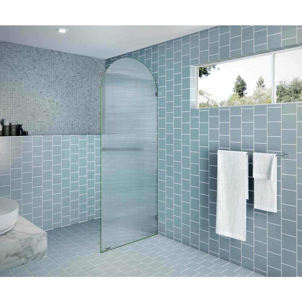 Maven 32" x 86.75" Frameless Arched Fluted Glass Shower Panel