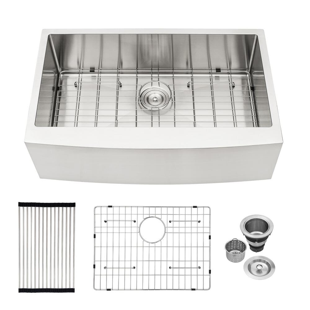 33'' Brushed Nickel Stainless Steel Farmhouse Kitchen Sink