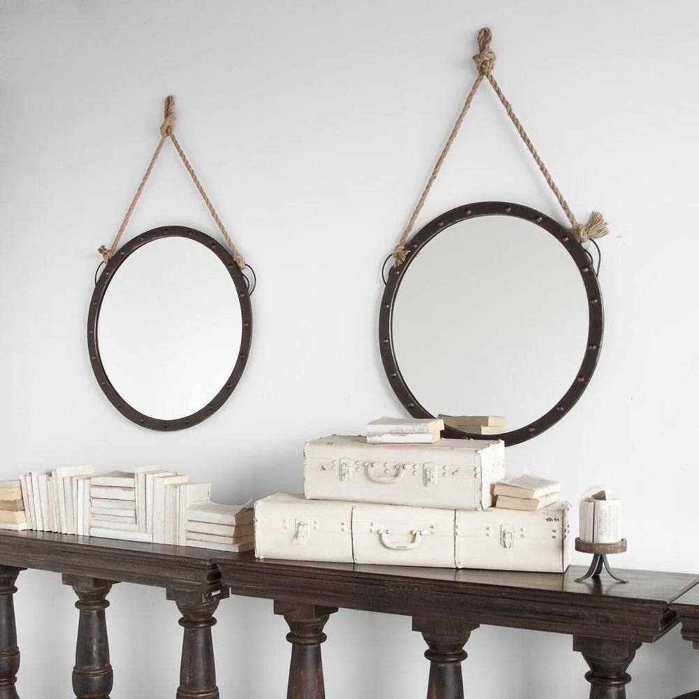 Pendula 27" Black Metal Round Frame Mirror