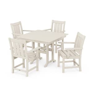5-Piece Oxford Farmhouse Plastic Square Outdoor Dining Set in Sand