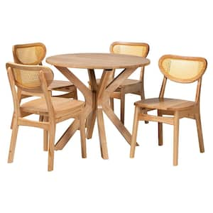 Donato 5-Piece Oak Brown Wood Top Dining Set