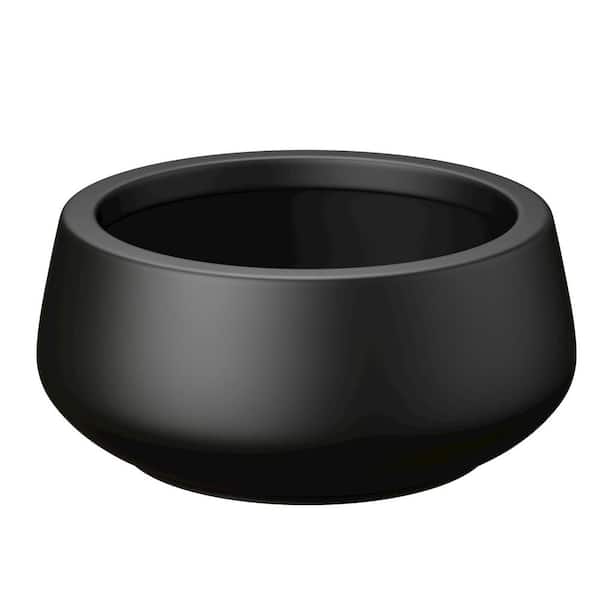 Morrava 17 in. Large Charcoal Black Concrete Round Planter / Pot with Drainage Holes