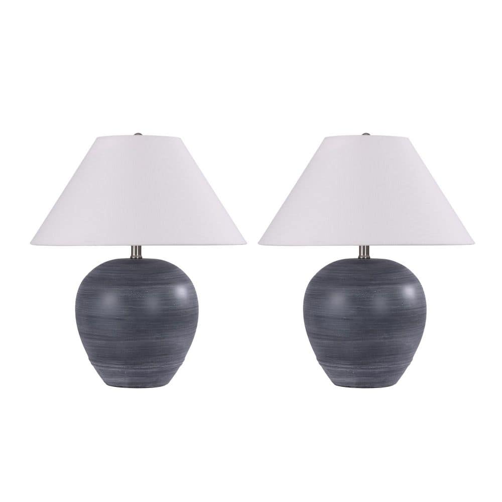 18 in. End Table Lamp Set and in Black with White stripes (Set of 2) price history on PriceWatchPro