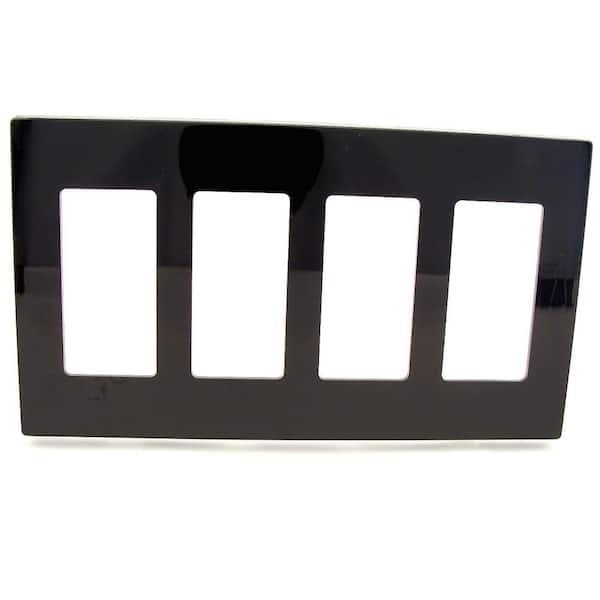 Leviton Black 4-Gang Decorator/Rocker Wall Plate (1-Pack)