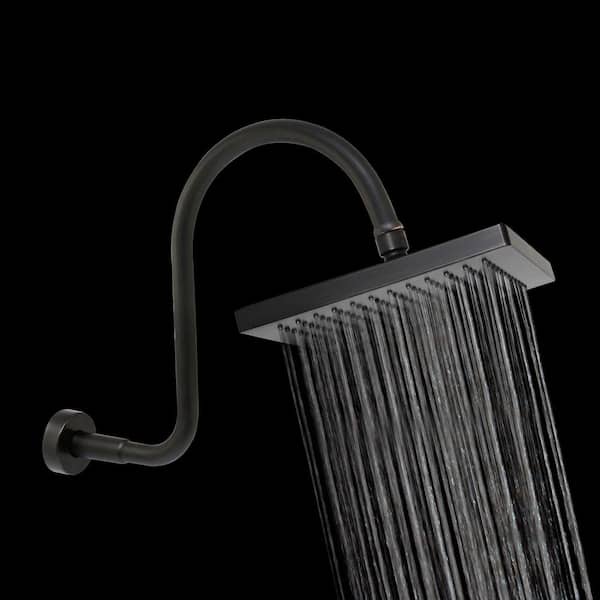 1-Spray 8 in. Single Wall Mount Fixed Rain Shower Head in Rubbed Bronze