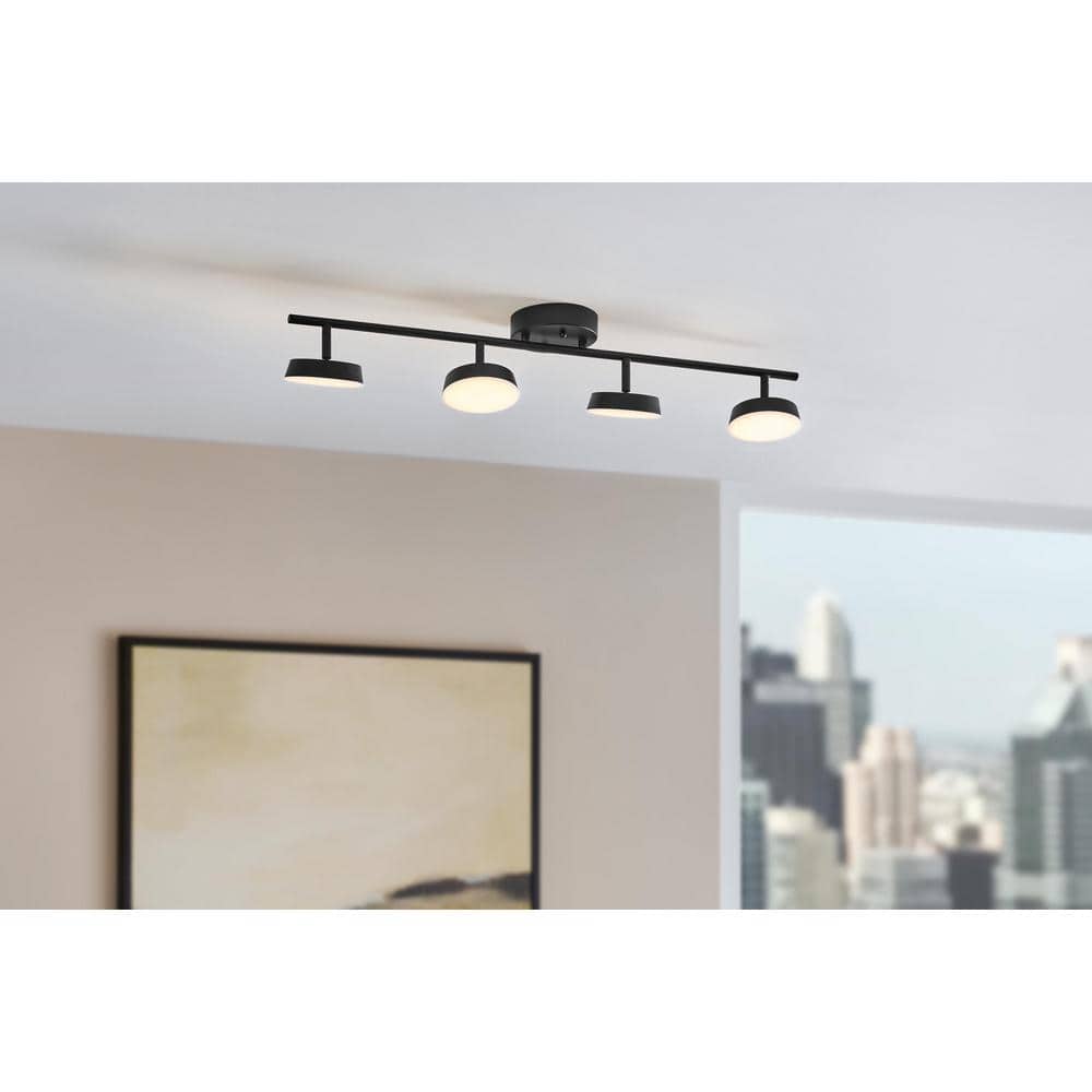 Hampton Bay 2.6 ft. 4-Lights Black Integrated LED Fixed Track Lighting Kit