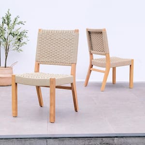 Zephyr Teak Wood Outdoor Dining Chair Tan Set of 2