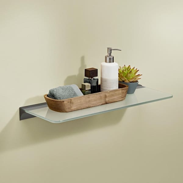 RAIL 23.6 in. Black Aluminum 8 mm Glass Shelf Support