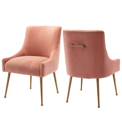 Pink Dining Chairs Kitchen, Pink Leather And Metal Dining Chairs