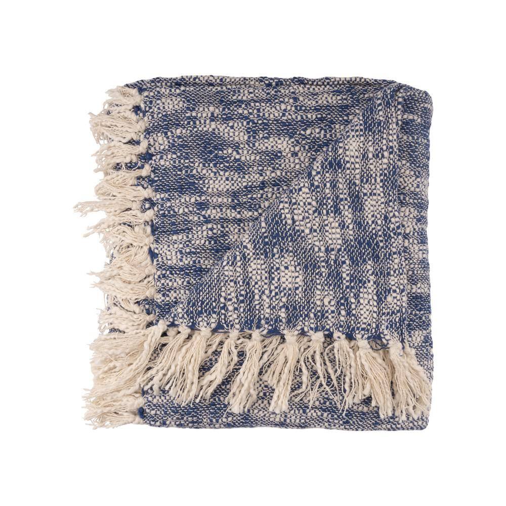 Organic Blue Cotton Reversible Throw Blanket 60" x 50"