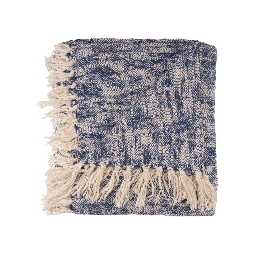 Organic Blue Cotton Reversible Throw Blanket 60" x 50"