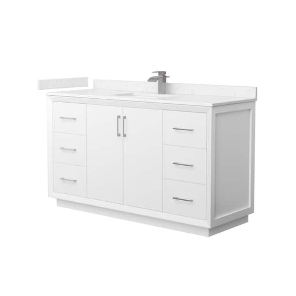 Wyndham Collection Strada 60 in. W x 22 in. D x 35 in. H Single Bath Vanity in White with Carrara Cultured Marble Top
