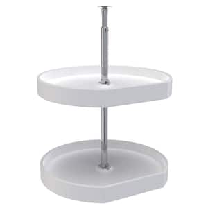 2-Shelf White 20 in. Lazy Susan D-Shaped Cabinet Polymer