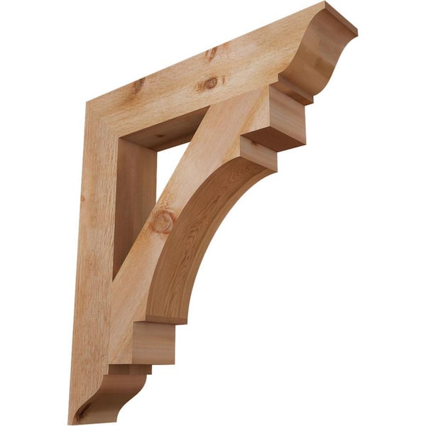 Ekena Millwork 6 in. x 36 in. x 32 in. Western Red Cedar Merced Traditional Rough Sawn Bracket