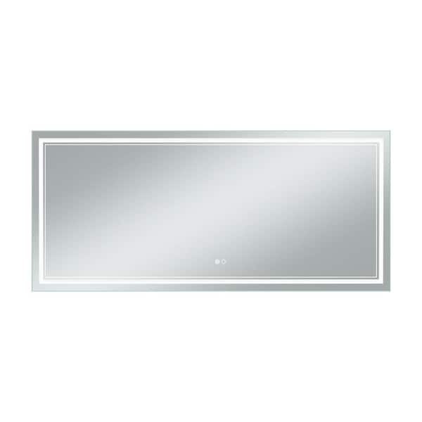 Dovelina 71 in. W x 32 in. H Modern Rectangular Frameless Full-Length LED Light Wall-Mounted Bathroom Vanity Mirror Anti-Fog