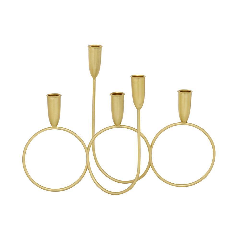 Gold Metal 5-Holder Modern Candelabra