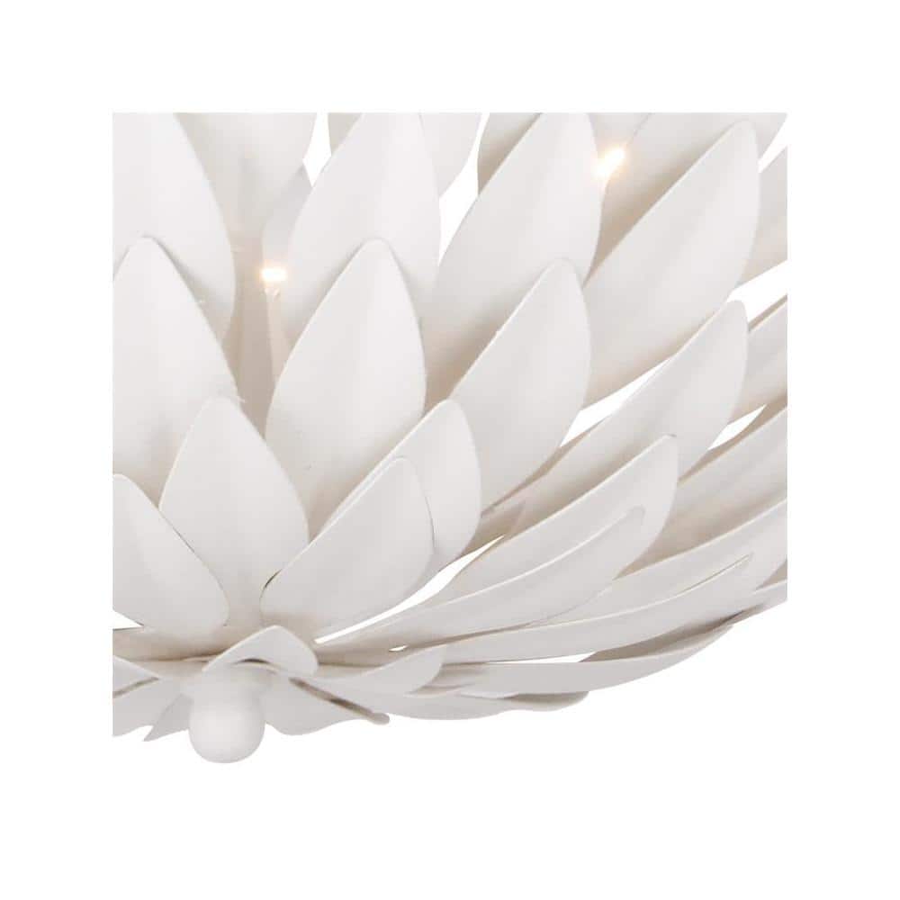 Matte White Crystal Leaf 4-Light Ceiling Bowl Fixture