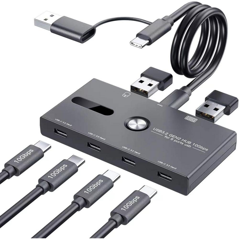 6 Port 10Gbps USB C Hub With 4K HDMI+RJ45