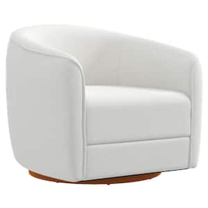 Ease Mid-Century Modern Round Back Cream Boucle Fabric Swivel Arm Chair