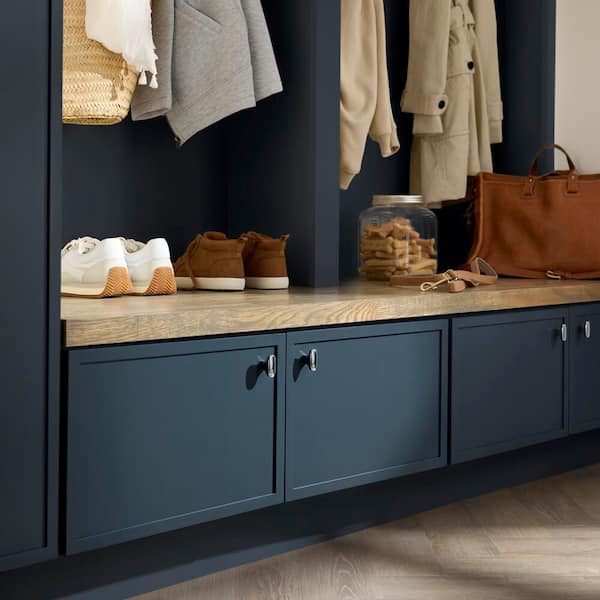 Leyton 18 in. W x 24 in. D x 16.5 in. H Ready To Assemble Plywood Slim Shaker Drawer Bench Base Cabinet in Ink Blue