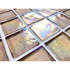 Atmosphere Iridescent Orange Square Mosaic 2 in. x 2 in. Recycled Glass Decorative Wall Floor Pool Tile (1 sq. ft./Pack)