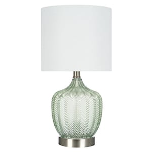 18 in. Green Glass Accent Lamp