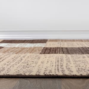 Contemporary Distressed Boxes Brown 2 ft. x 7 ft. Area Rug
