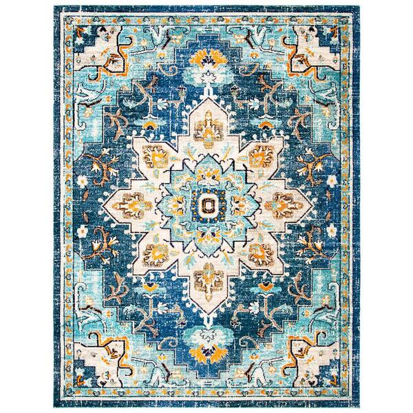 SAFAVIEH Madison Blue/Light Blue 8 ft. x 10 ft. Distressed Border Area Rug
