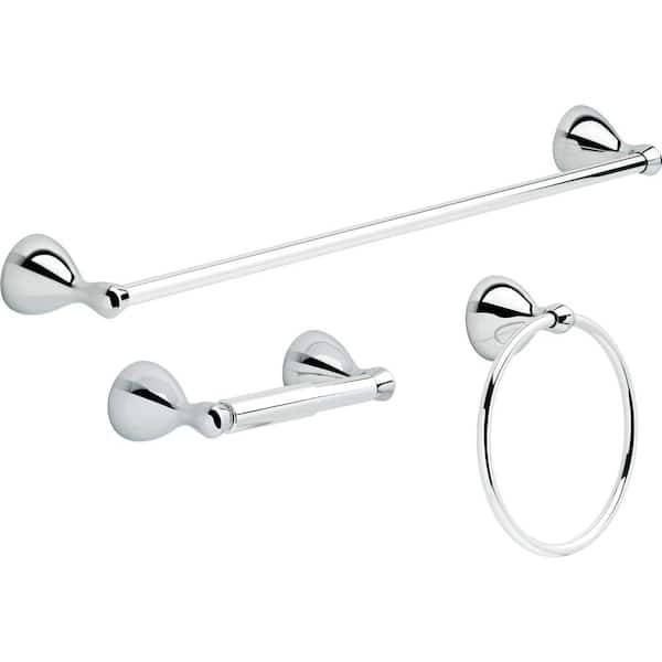 PRIMEPLUS 3-Piece Round Bath Hardware Set with Mounting Hardware in Polished Chrome
