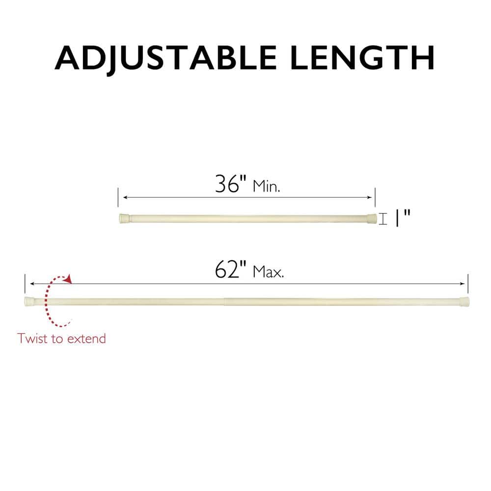 Cream Adjustable Steel Tension Shower Curtain Rod