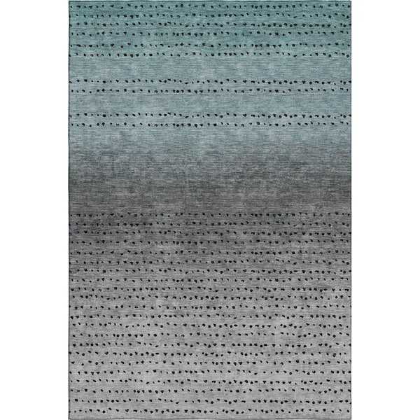 Mayfield Premium Machine Washable Abstract AMF2009 Teal 10 ft. x 14 ft. Area Rug