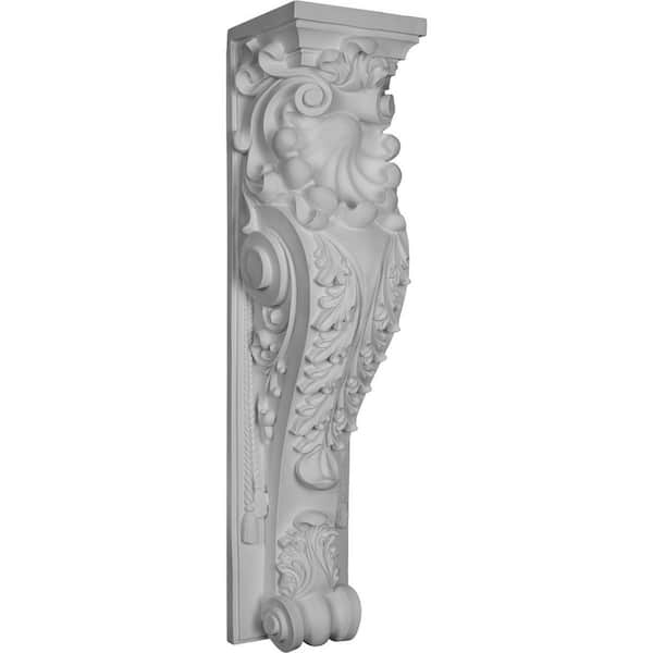 Ekena Millwork 7-7/8 in. x 7-7/8 in. x 34 in. Polyurethane Scroll Leaf Surround