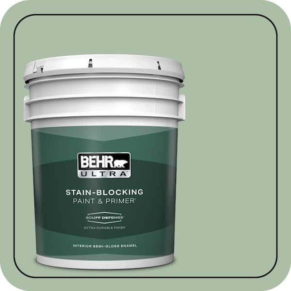 BEHR ULTRA 5 gal. #S400-4 Azalea Leaf Extra Durable Semi-Gloss Enamel Interior Paint & Primer