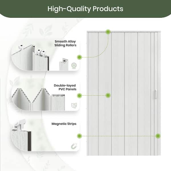 doorzo SOCBAZZAR 42 in x 80 in. White Oak Finished Interior PVC Folding