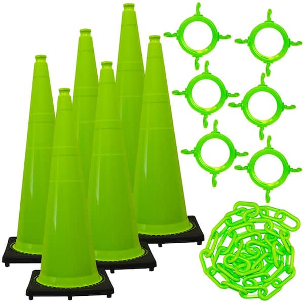 Mr. Chain 36 in. Green Traffic Cone and Chain Kit Safety