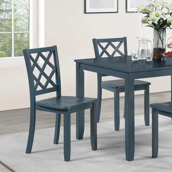 New Classic Furniture Trellis Blue Wood Dining Side Chair (Set of 2)