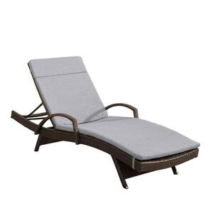 Miller Grey Armless Faux Rattan Outdoor Chaise Lounge with Charcoal Cushion