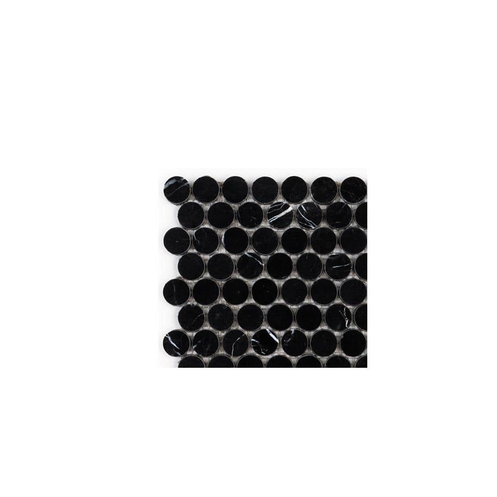 Take Home Tile Sample - Curio Nero Marquina Black 4 in. x 4 in. Penny Polished Marble Wall and Floor Mosaic Tile price history on PriceWatchPro