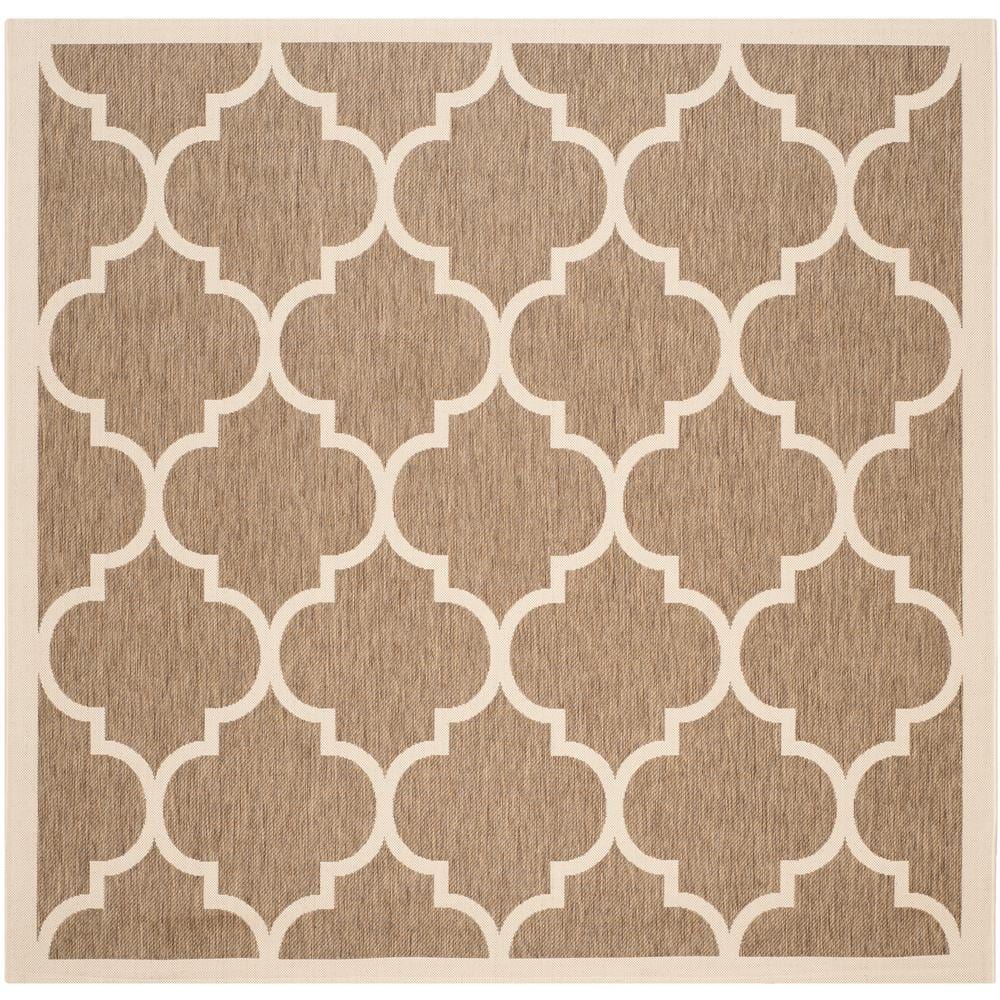 Courtyard Brown/Bone 7 ft. x 7 ft. Moroccan Geometric Indoor/Outdoor Patio  Square Area Rug price history on PriceWatchPro